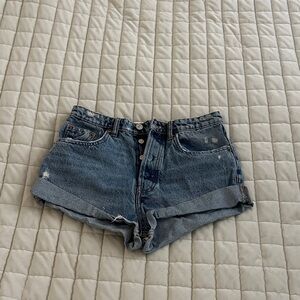 Zara Distressed Blue Jean Shorts